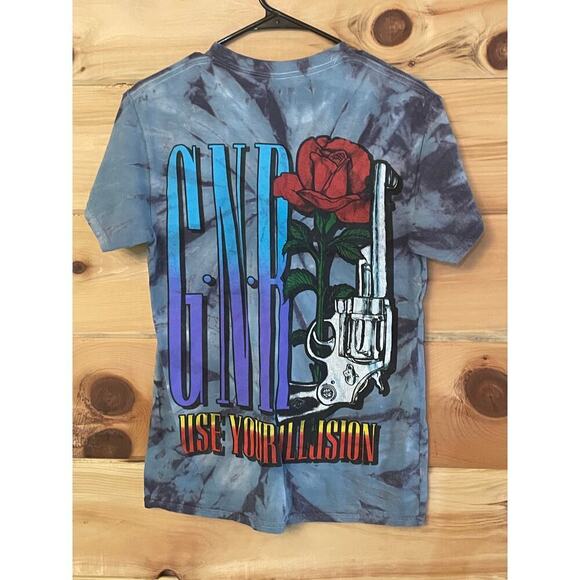 Guns N Roses T-Shirt Illusion Tour 1991 Tie Dye Use Your Illusion Blue Bravado S - Picture 2 of 5